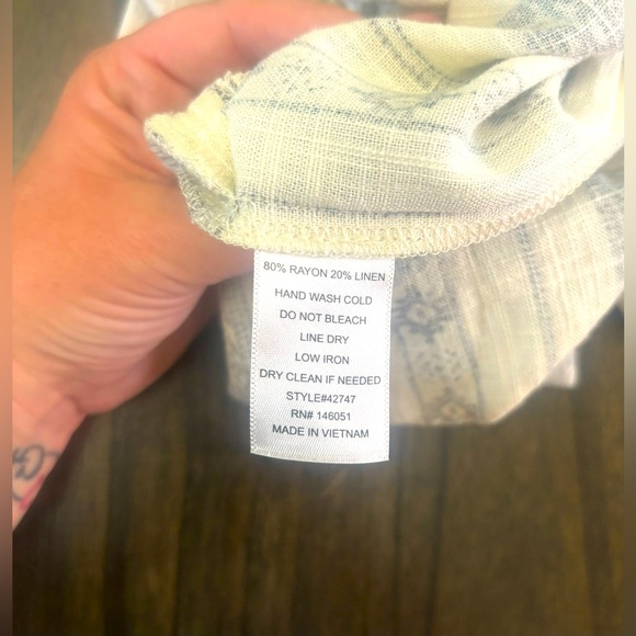 Monteau Wide Leg Cream & Navy Jumpsuit Size Large - Picture 6 of 7